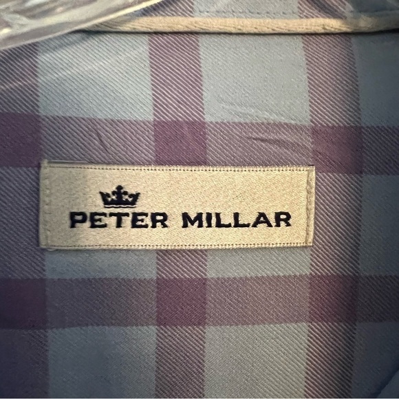 🌺PETER MILLAR Men's Button Up Shirt Size Large Lavender / Blue Long Sleeve L🌺 - Picture 5 of 6